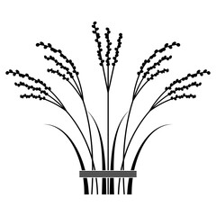 扇形に束ねた稲穂シルエット