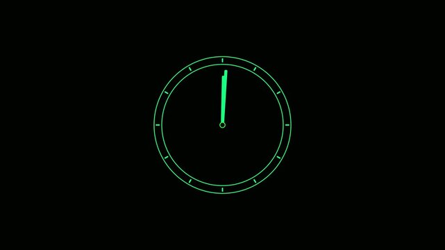 clock icon animation on black background. analog clock timer circle animated. Analog wall clock animation. 4k video