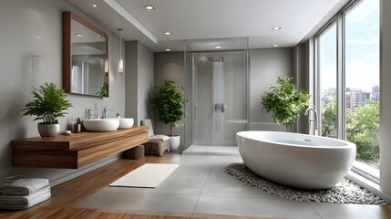 Fototapeta premium modern bathroom with white furniture