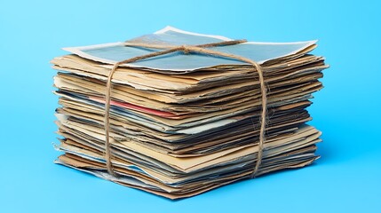 Stack of vintage documents tied with string