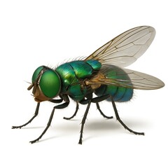 Detailed 3D Rendering of a Vibrant Greenhead Fly In Close-Up View