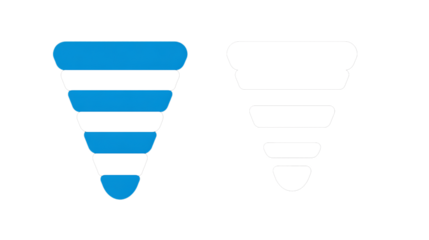 Funnel Diagrams in Blue and White Visual Representation of Process Flow and Data Analysis
