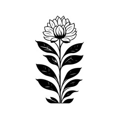 Elegant floral illustration with detailed petals and stylized leaves design