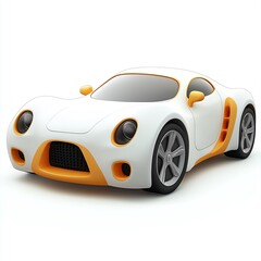 Fototapeta premium Sleek White Sports Car with Orange Accents, a Futuristic Design