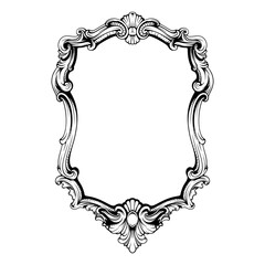 vintage victorian frame illustration with hand drawn line art