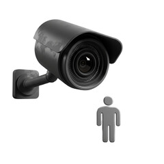 Surveillance Camera Watching a Human Symbol on a Blank Background
