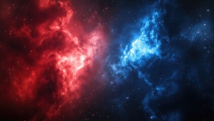 Naklejka premium Cosmic Clash of Red and Blue Nebulae (1)
