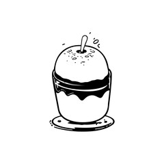 Whimsical drink illustration: sweet treat in monochrome, a charming and unique depiction
