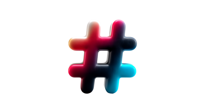 Gradient Hashtag Symbol with Vibrant Colors for Social Media Marketing and Design Projects