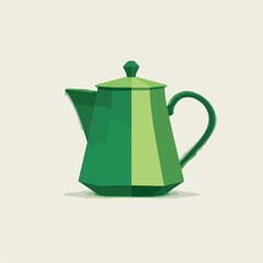 Geometric Green Teapot Illustration
