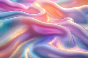 Obraz premium Colorful, iridescent silk fabric draped in soft folds.