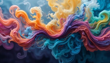 Vibrant swirls of color captured in abstract art digital medium artistic expression ethereal atmosphere close-up view visual harmony for modern aesthetics