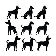 Dog Silhouette Vector Icon Set – Pet SVG Clipart Bundle for Cricut, T-Shirts, Stickers & Animal Lovers, dog silhouette vector, dog svg bundle, pet svg clipart, cricut dog svg, dog breed silhouette svg