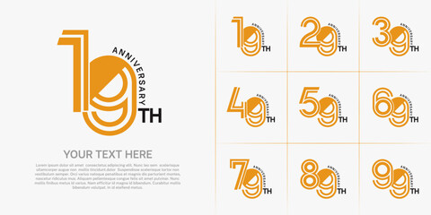 Anniversary logo type set with double line number. orange and black color can be use special moment
