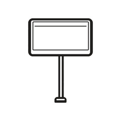 Isolated Black And White Signboard Icon with Rectangular Shape on Transparent