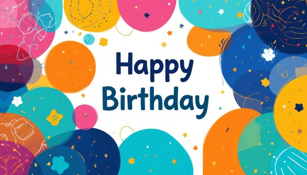 Vibrant birthday celebration graphics digital design colorful background elements festive atmosphere artistic viewpoint joyful concept for seo impact