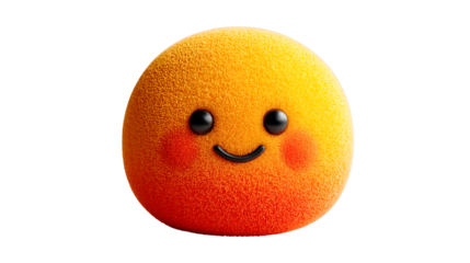Happy Orange Emoticon 3D Render Cute Fun Cartoon Digital Art