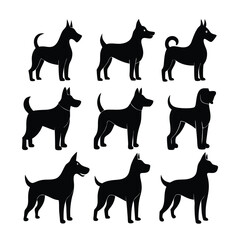 Dog Silhouette Vector Icon Set – Pet SVG Clipart Bundle for Cricut, T-Shirts, Stickers & Animal Lovers, dog silhouette vector, dog svg bundle, pet svg clipart, cricut dog svg, dog breed silhouette svg