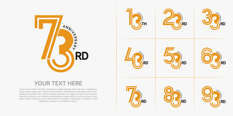 Anniversary logo type set with double line number. orange and black color can be use special moment