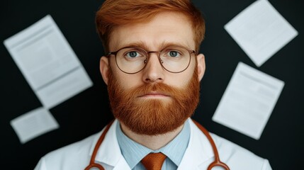 Clinical consultation by a male doctor medical office portrait photography indoor setting direct view professionalism
