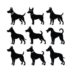 Dog Silhouette Vector Icon Set – Pet SVG Clipart Bundle for Cricut, T-Shirts, Stickers & Animal Lovers, dog silhouette vector, dog svg bundle, pet svg clipart, cricut dog svg, dog breed silhouette svg