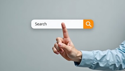 Businessman hand press virtual button for social network communication concept on touchscreen