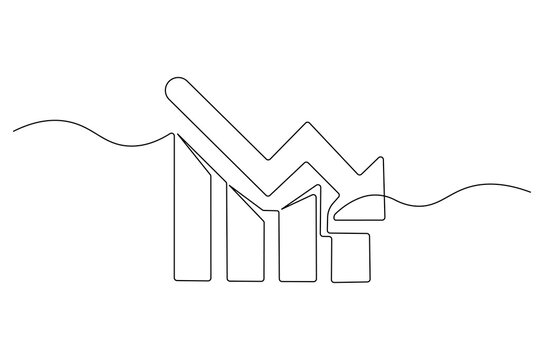 recommend clip art: Continuous one line drawing of Graph decrease. Single line drawing illustration of Down graph chart. Financial market crash concept vector art. Doodle line illustration.