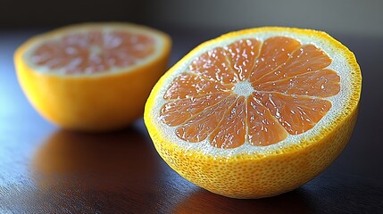 Halved orange citrus still life image