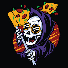 pizza grim reaper mascot design.eps