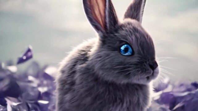 White rabbit jumping style , ai generative