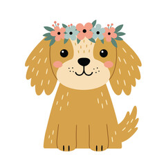 Cute green fish with orange spots and bow blowing bubbles underwater vector illustration 