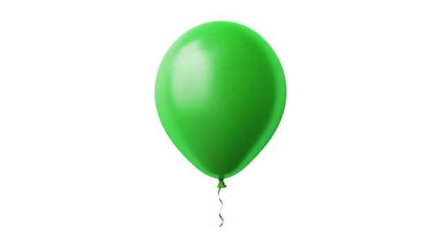 Isolated shiny green balloon floating isolated on transparent background	