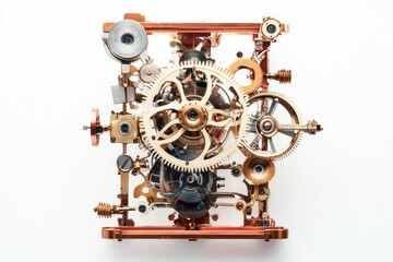 Intricate clockwork mechanism, showcasing gears and intricate details in golden hues.