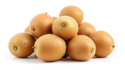 Golden Kiwi Cut and Whole on White Background