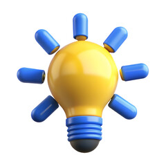 A 3D rendering of a light bulb on a transparent background
