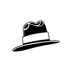 Stylized monochrome vintage hat icon, elegant design for graphic use