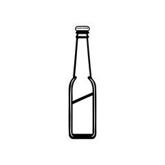 Minimalist black outline representation of a glass bottle with a metallic cap