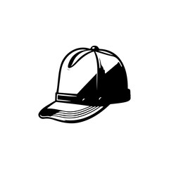 Stylized monochromatic baseball cap illustration featuring dynamic diagonal shading
