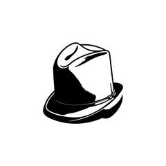 Stylized hat illustration in black and white offering a retro fashion vibe