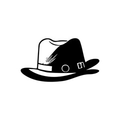 Elegant black and white hat illustration on a seamless backdrop conveys classic charm