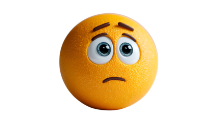 Sad Emoji with Blue Eyes and Furrowed Brow Expressing Disappointment or Worry Ideal for Emoti