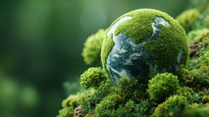 sustainable green earth. world environmental health day. sustainability, zero waste, renewable energy concept. banner with copy space