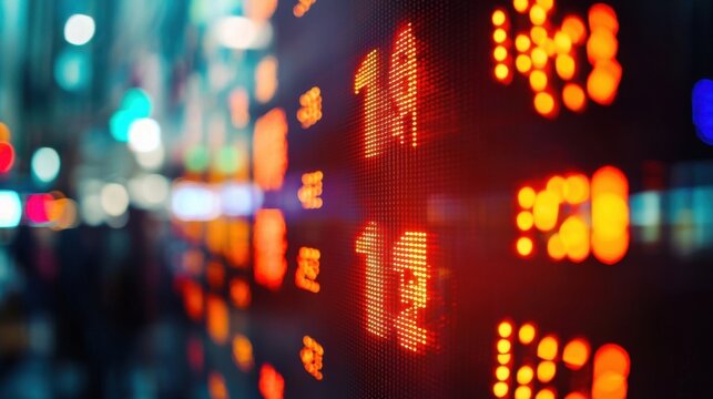 Digital Display of Stock Market Numbers and Financial Indicators