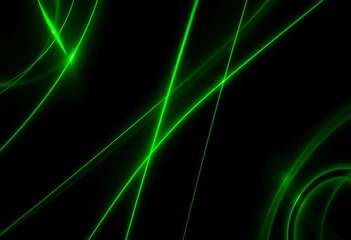 Naklejka premium Abstract background with vibrant green laser streaks on a deep black backdrop, background, stylish