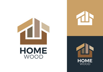 simple home wood logo vector design concept