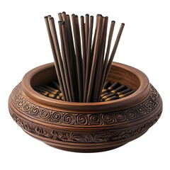 A Set of Ceremonial Incense Sticks with Detailed H Isolated on Transparent Background
