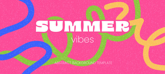 summer vibes abstract pink  textured horizontal cover, banner, wallpaper, squiggle lines , creative, template vector illustration