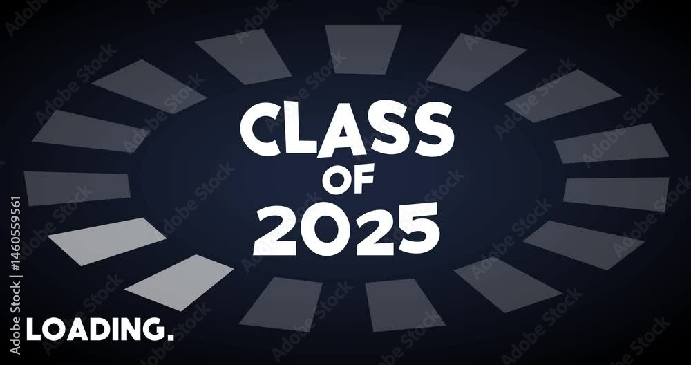 Poster class of 2025 text with loading, downloading, uploading bar indicator. download, upload on computer 