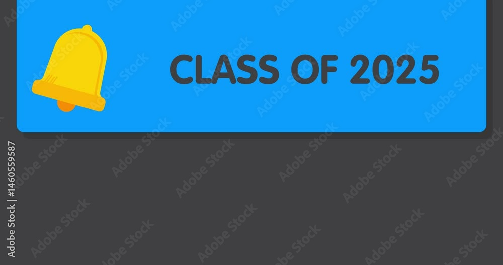 Poster class of 2025 text on notification bubble from portable information device screen. mobile app messag