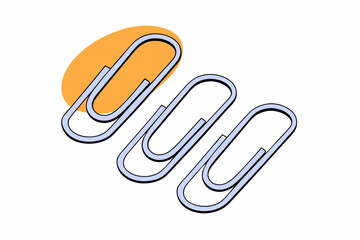 Obraz premium Set of paper clips in minimal flat illustration, blue and orange